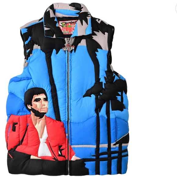 Nike Blue and Red Graphic Puffer Vest